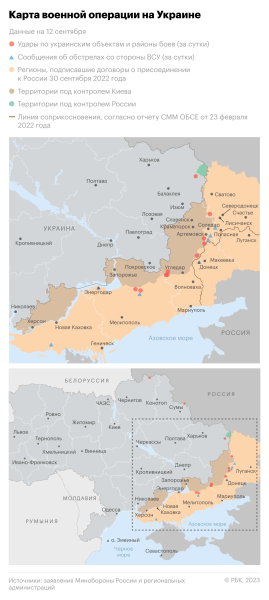 Военная операция на Украине. Карта на 12 сентября
