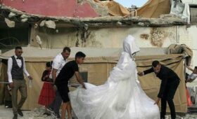 Свадебная церемония прошла в секторе Газа во время израильских атак (видео)