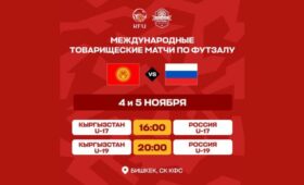 В Бишкеке молодежные сборные U-17, U-19 по футзалу сыграют с командами России