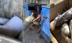 В Бишкеке поймали двух граждан во время разгрузки швейных отходов в мусорные контейнеры