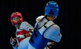 Фото — Выступление тхэквондиста Нурхан Самидинов, который завоевал бронзу Всемирной летней Универсиады